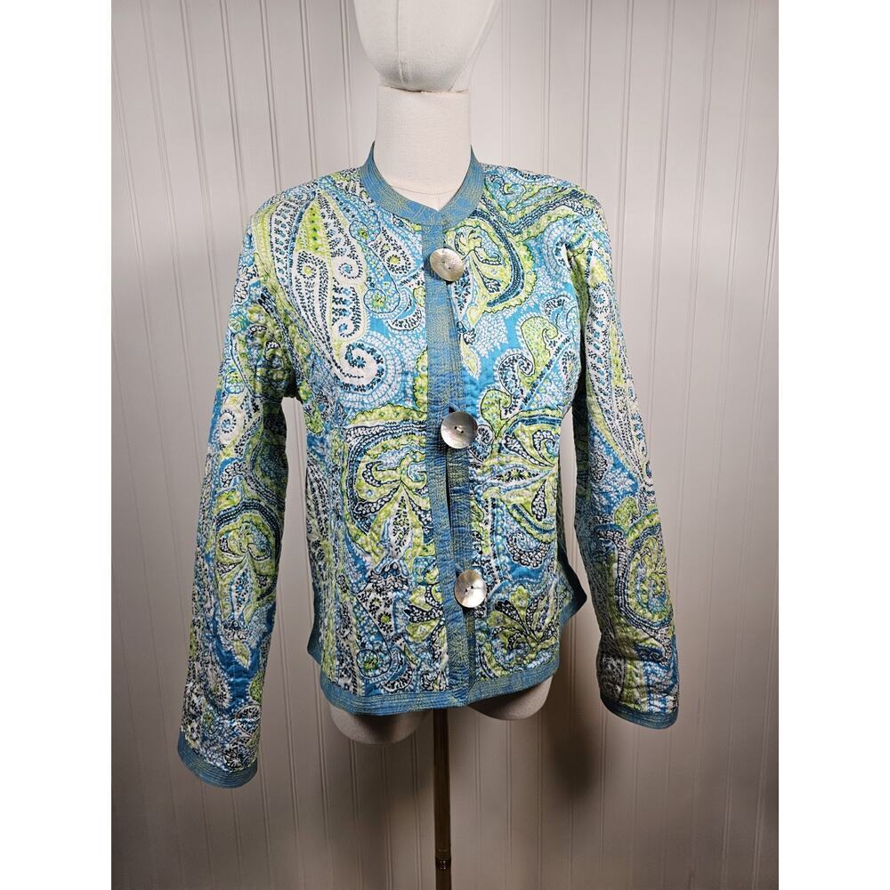 Patty Kim Paisley Quilted Reversible‎ Cardigan Women's Size M NWT